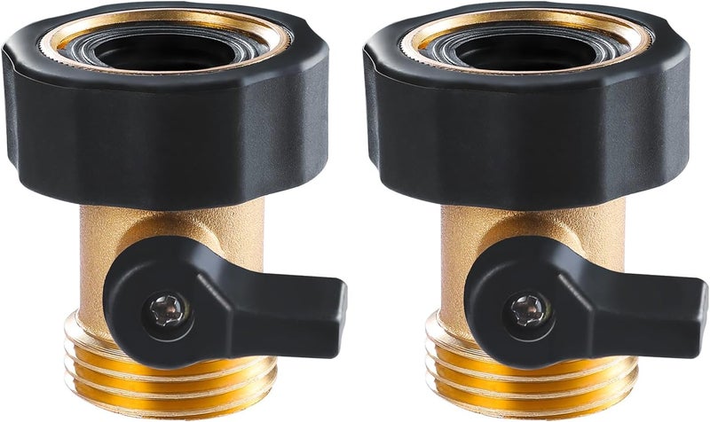 Twinkle Star Heavy Duty Brass Shut Off Valve Garden Hose Connector, Set of 2, TWIS3001 - Image 1