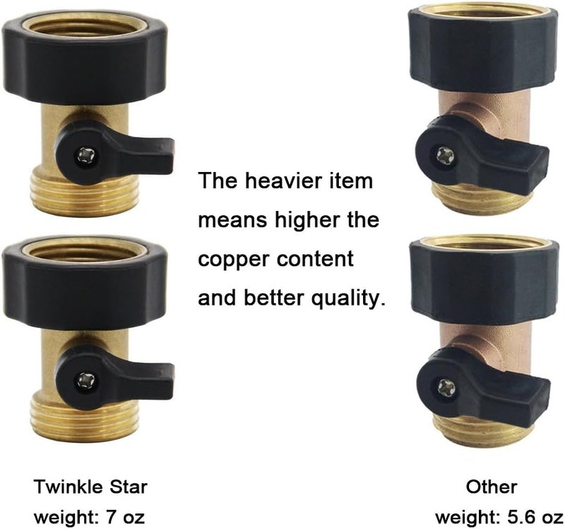 Twinkle Star Heavy Duty Brass Shut Off Valve Garden Hose Connector, Set of 2, TWIS3001 - Image 5