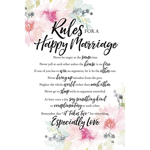 DEXSA Rules For Happy Marriage Wood Plaque - Made in the USA - 6"x9" - Elegant Vertical Frame Wall & Tabletop Decoration | Easel & Hanging Hook | Christian Family Religious Home Decor Saying - Image 3