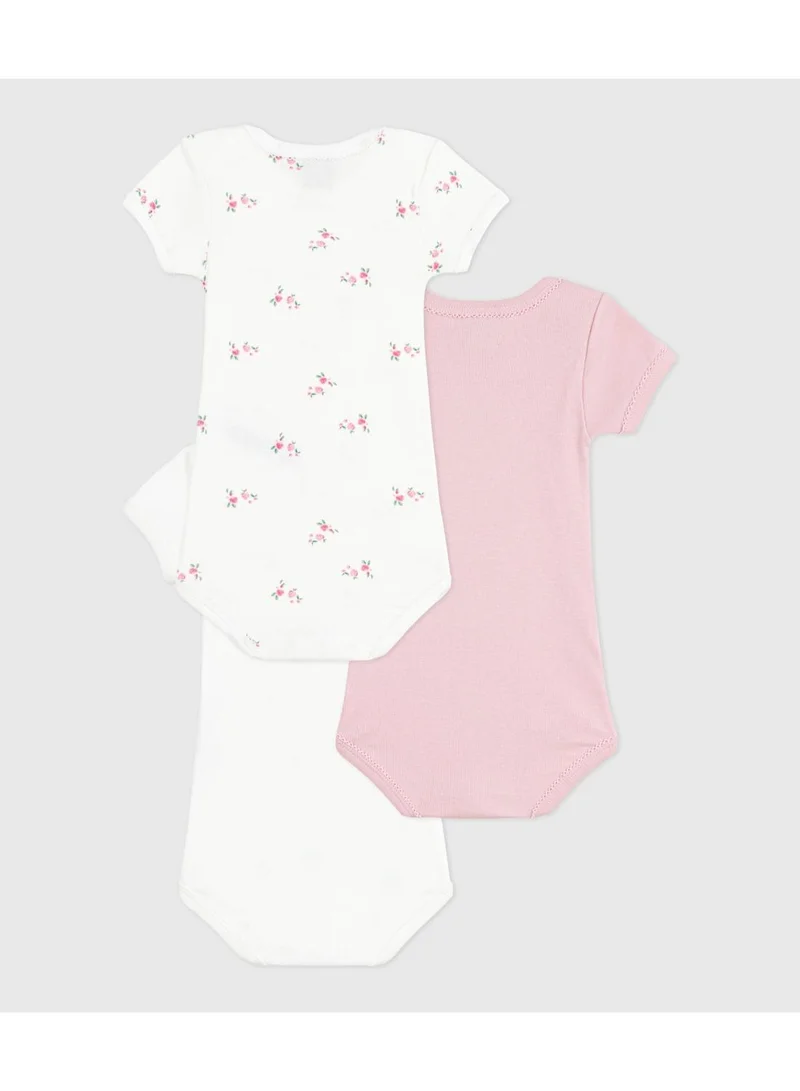 Petit Bateau Pack of short-sleeved floral-print cotton bodies for babies