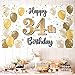 LASKYER Happy 34th Birthday Decorations34th Gold Balloon Large Birthday Banner Backdrop Sign34 Years Old Bday Party Supplies - Image 3