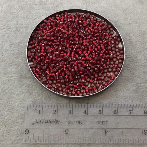 Miyuki Seed Beads 8/0 Silver-lined Ruby Red 22gram Tube of Beads - Image 2