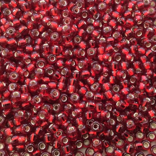 Miyuki Seed Beads 8/0 Silver-lined Ruby Red 22gram Tube of Beads - Image 1