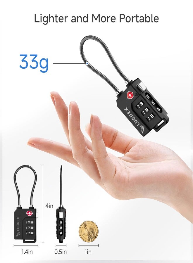 LUGGEX TSA Locks for Luggage, Suitcase Locks TSA Approved, Luggage Locks, Ease of Use & Durable(Black,4 Pack) - Image 3