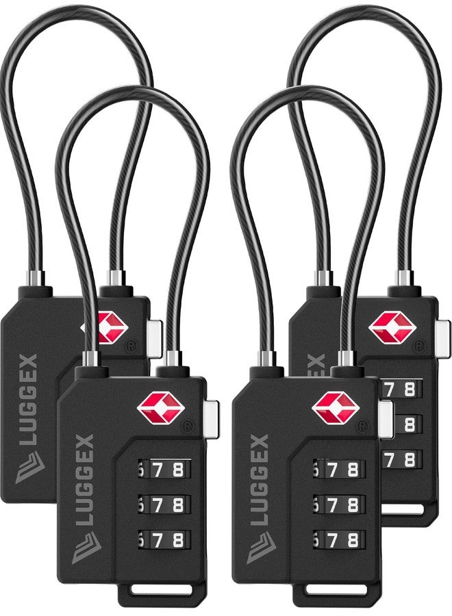 LUGGEX TSA Locks for Luggage, Suitcase Locks TSA Approved, Luggage Locks, Ease of Use & Durable(Black,4 Pack) - Image 1