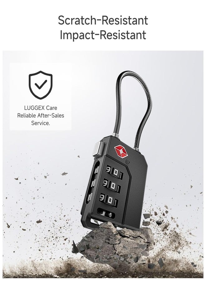 LUGGEX TSA Locks for Luggage, Suitcase Locks TSA Approved, Luggage Locks, Ease of Use & Durable(Black,4 Pack) - Image 2