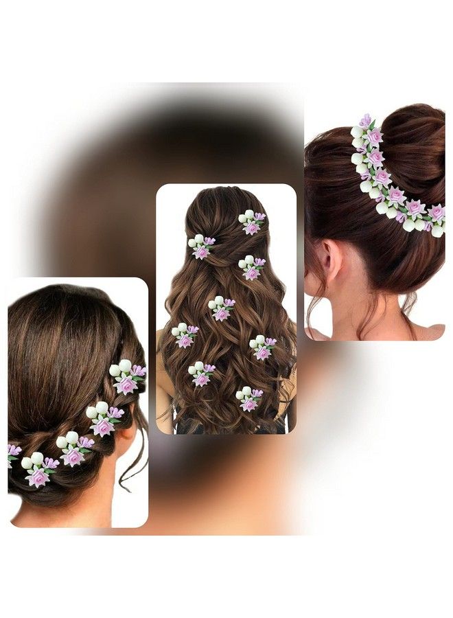 Hair Flare Women Attractive Artificial Small Rose Flower With Mongra Bridal Wedding Hair Accessories/Hair Pins/Juda Pins For Women And Girls Baby Pink 2228 - Image 5