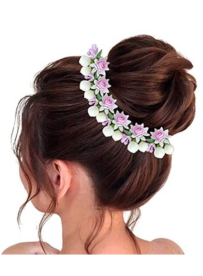 Hair Flare Women Attractive Artificial Small Rose Flower With Mongra Bridal Wedding Hair Accessories/Hair Pins/Juda Pins For Women And Girls Baby Pink 2228 - Image 4