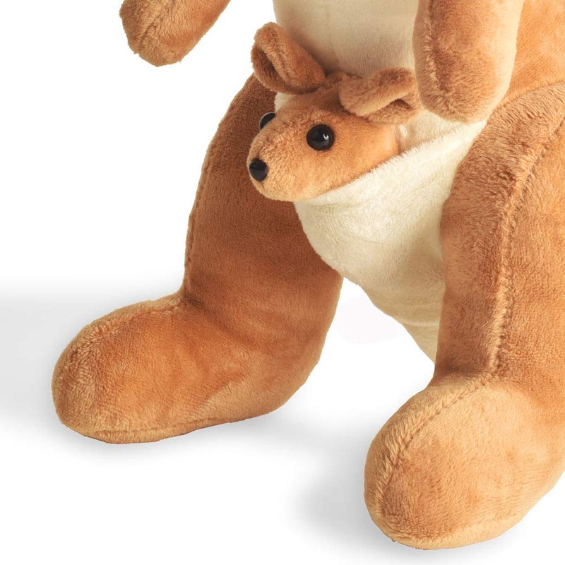 BOHS Kangaroo Stuffed Animal Toy with Joey in Pouch and Australia Scarf - Soft and Cuddly Plush Toy for Kids - 11.8 inches - Image 3
