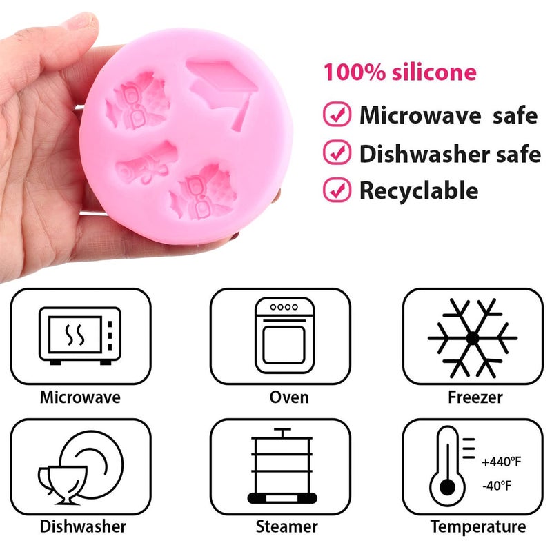 ZiXiang Graduation Silicone Mold Doctoral Cap Silicone Molds Diploma Scroll Graduate Fondant Mold Certificate Candy Molds Doctoral Hat Chocolate Mold For Cupcake Cake Decoration Set Of 3 - Image 2