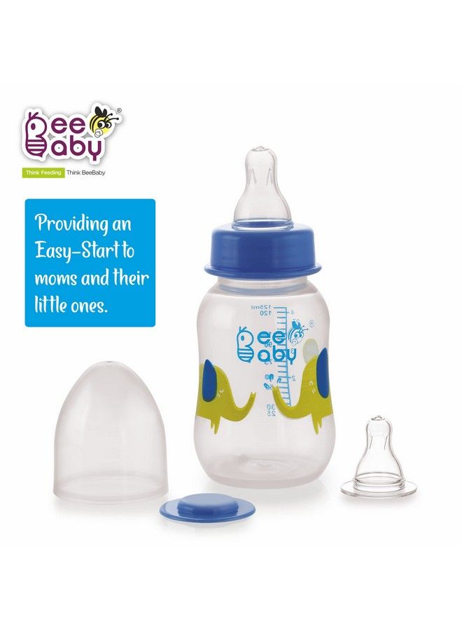 Beebaby Easystart Slim Neck Baby Feeding Bottle With 4 Anticolic Gentle Touch Silicone Nipples For New Born Infant Babies 100% Bpa Free. (125 Ml Blue 1) - Image 4