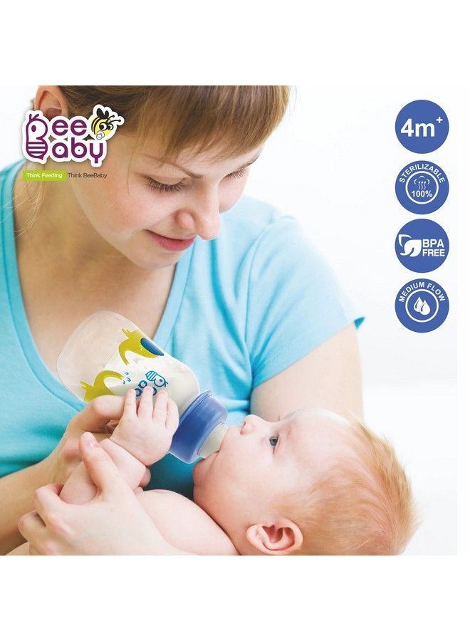 Beebaby Easystart Slim Neck Baby Feeding Bottle With 4 Anticolic Gentle Touch Silicone Nipples For New Born Infant Babies 100% Bpa Free. (125 Ml Blue 1) - Image 5