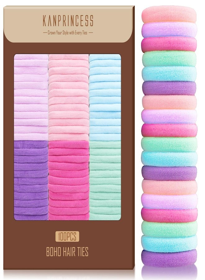 Kanprincess Nylon Hair Ties - No Damage,Strong Soft Cotton Hair Bands Accessories for Thick Hair 100PCS Ponytail Holders for Woman Girls - Image 1