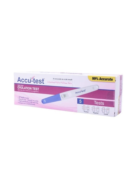 ACCUTEST Ovulation Test Kit – 5 Tests, Accurate Results in 3 Minutes, High Sensitivity at 30 mIU/mL, Easy-to-Use Cassette Format