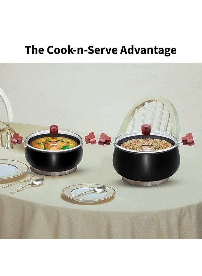 Hawkins Futura 5 Litre Cook n Serve Handi, Hard Anodised Biryani Handi with Glass Lid, Saucepan, Sauce Pan, Black (ACH50G) - Image 5
