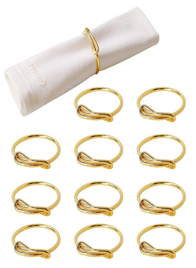 wonlex Gold Napkin Rings Set of 12, Elegant Modern Napkin Ring Buckles Cute Brushed Napkin Rings Serviette Napkin Holder Ring for Weddings Dinner Engagement Party Table (Infinity Knot-Gold) - Image 1