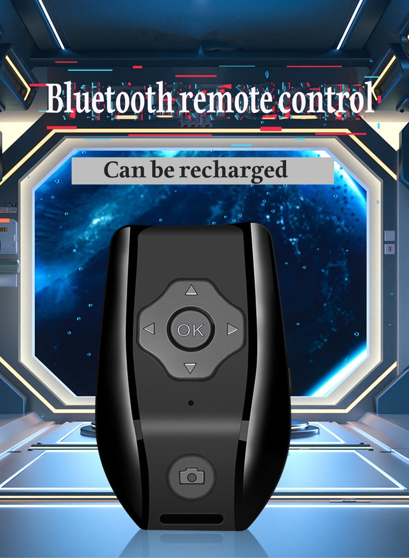 Ocean Bluetooth Remote Phone Page Turner Available for  Scroll Controller Wireless Remote Control Camera Shutter Remote for Android and ios (Black) - Image 1