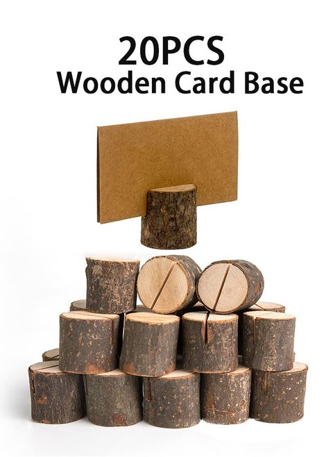 20 Pieces of Wooden Card Base,Display Stand,Card Holder,Table Number Stand,Suitable for Dining Tables, Weddings,Photos, Menus,and Meetings