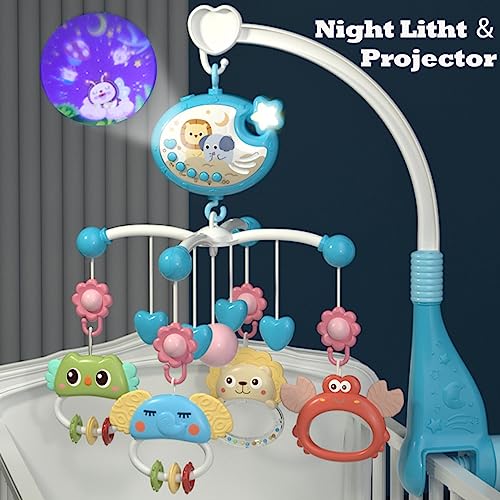 LKNUIYIE Baby Crib Mobile with Music and Light, Crib Toy with Remote Control ＆ Timming Function, Projector Rotating Hanging Rattles Toys Baby Mobile Gift Toy for 0-24 Moths Boys and Girls - Image 4