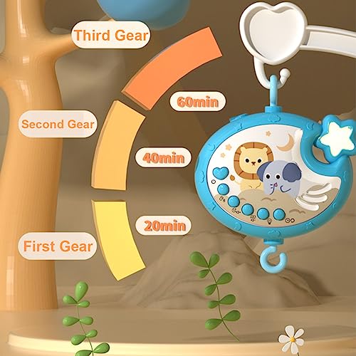 LKNUIYIE Baby Crib Mobile with Music and Light, Crib Toy with Remote Control ＆ Timming Function, Projector Rotating Hanging Rattles Toys Baby Mobile Gift Toy for 0-24 Moths Boys and Girls - Image 3