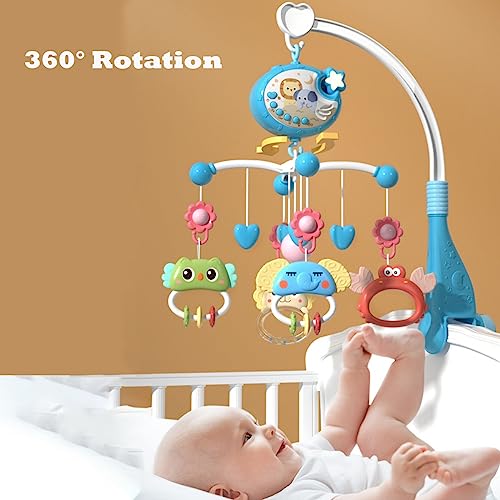 LKNUIYIE Baby Crib Mobile with Music and Light, Crib Toy with Remote Control ＆ Timming Function, Projector Rotating Hanging Rattles Toys Baby Mobile Gift Toy for 0-24 Moths Boys and Girls - Image 5