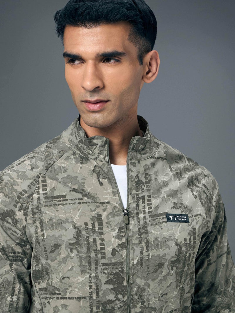 TECHNOSPORT Men's Slim Fit All Over Print Jacket for Sports, Gym & Regular Use - (MJPM92SYP005_Smokey Platoon_2XL) - Image 3