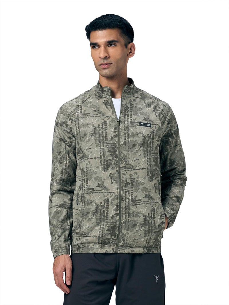 TECHNOSPORT Men's Slim Fit All Over Print Jacket for Sports, Gym & Regular Use - (MJPM92SYP005_Smokey Platoon_2XL) - Image 1