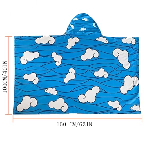 Juejuezi Hooded Wearable Blanket Hoodie Throw Blanket Cloak Cosplay Costume Shawl Wrap Nap Quilt 160x100 cm/63x40in(Blue,One Size) - Image 2