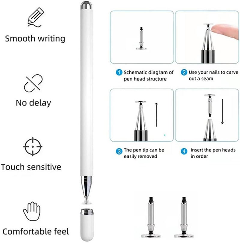 Bimahoo عدد 2 قلم ستيلوس لأجهزة Samsung Galaxy Tab A7/A8/A8plus/A9/A9Plus، وقلم S Pen متوافق مع أنظمة iOS/Android/Windows وغيرها من الأجهزة الرقمية ذات الشاشات السعوية (لون أبيض). - Image 1