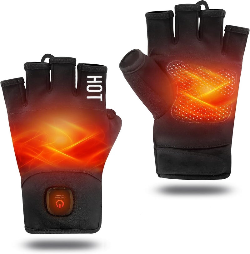 uncn Heated Gloves Fingerless for Women Man Work Touchscreen Gloves for Winter Cold Weather Rechargeable Electric (Medium) - Image 1
