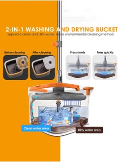 Spin Mop and Bucket with Wringer Set, Square Flat Floor Mop Bucket Set,360 Degree Self Wash Spin Mop with Self Separation Dirty and Clean Water System for Floor Cleaning,Including 2 Cloths - pzsku/Z9B09ACF5A3211EBAD969Z/45/_/1706000345/25cc0c51-2876-4a0e-93c1-ac453aebde6b