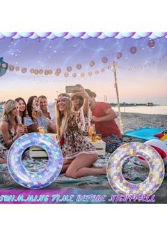 Sparkle & Shine Inflatable Mermaid Ring Float with Shiny Swim Rings and Inflatable Tubes Suitable for Summer Pool Party and Beach Suitable for Kids and Adults  - Image 3