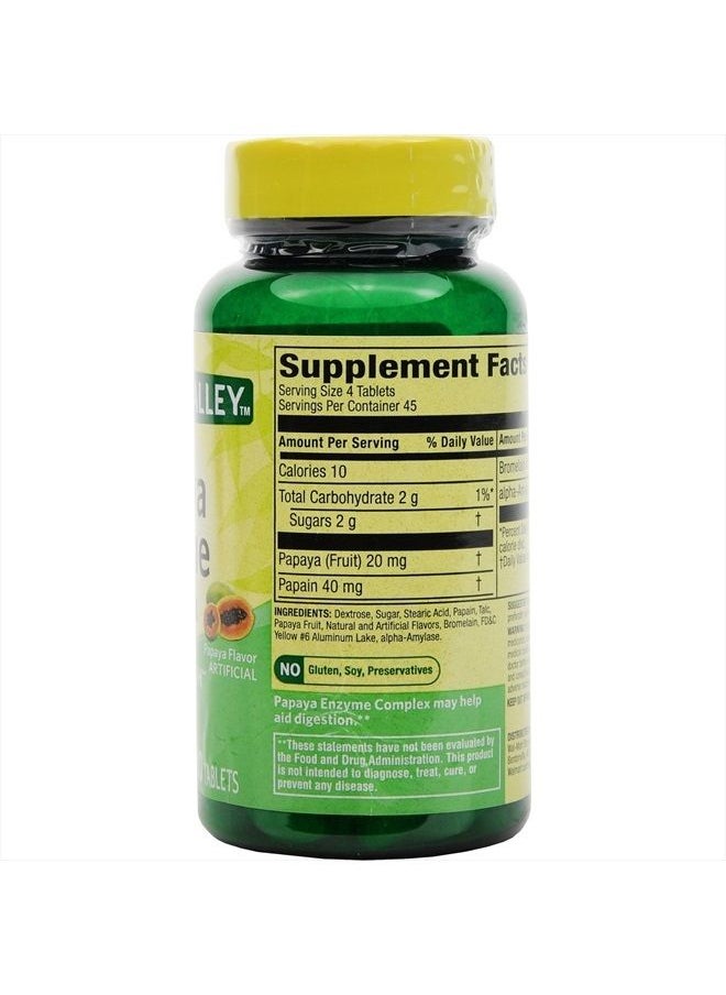 SPRING VALLEY - Papaya Enzyme, 180 Chewable Tablets - Image 1