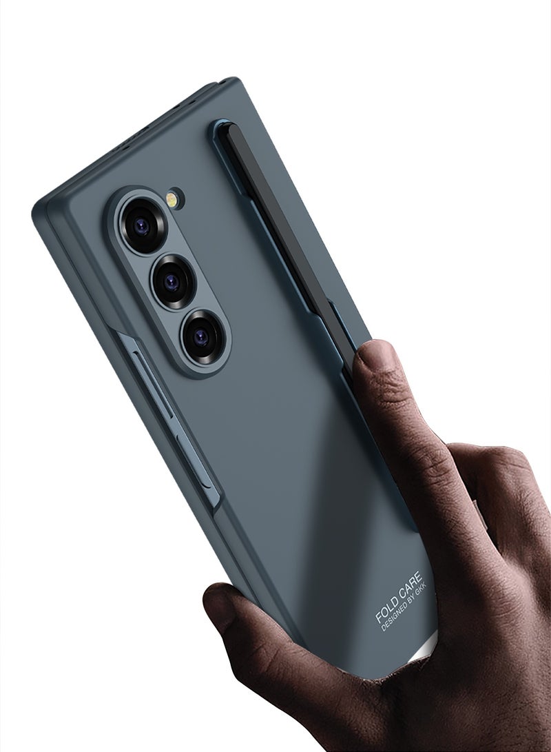 Samsung Galaxy Z Fold 6 Ultra Thin Protective Case with Built-in S Pen Slot, Shockproof PC Back Cover, and Tempered Glass Screen Protection - Slim and Lightweight Design - Silver