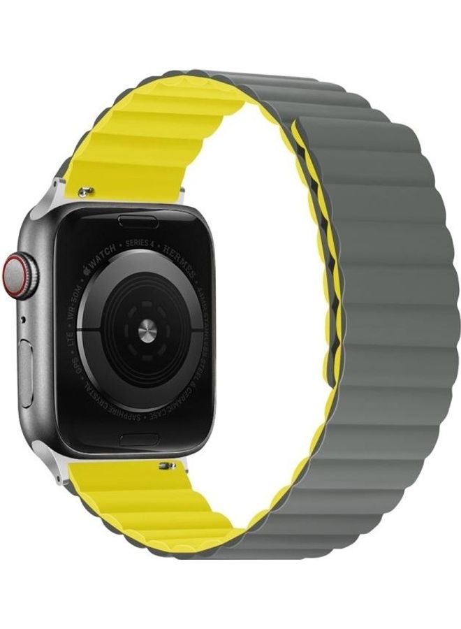 Loquat Replacement Strap Watchband For Apple Watch Series 7 45mm/6 u0026 SE 5 4 44mm/3 2 1 42mm Grey/Orange - Image 4