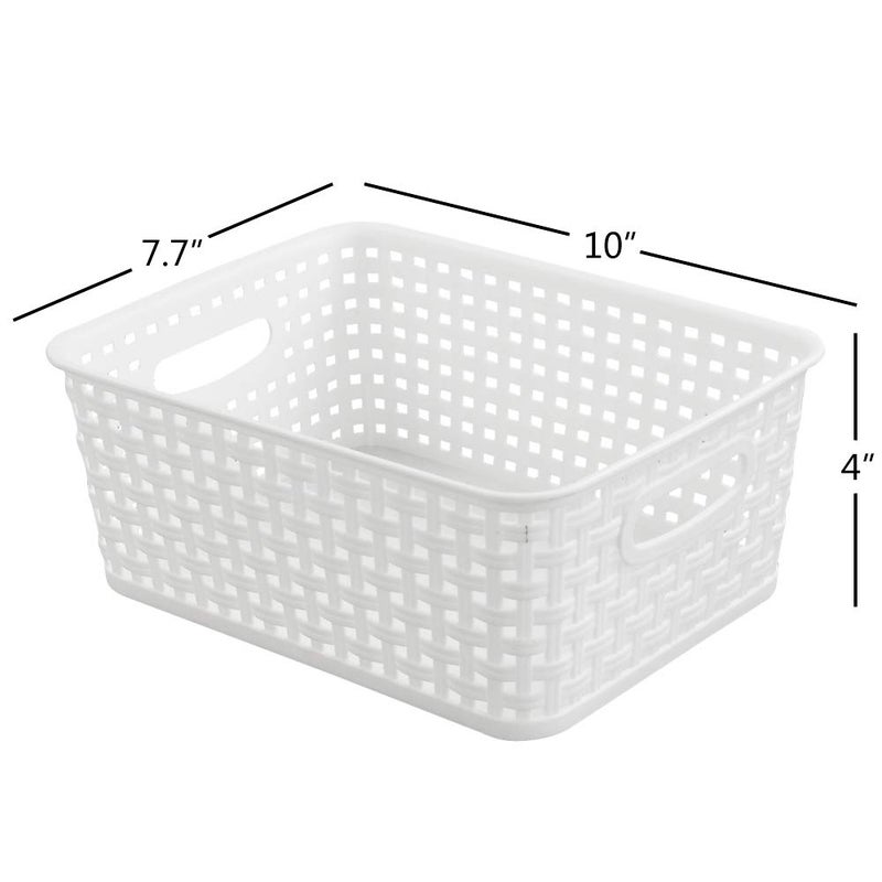 Nicesh 6-Pack White Plastic Small Storage Baskets  10"" X 7.7"" X 4"" - Image 2