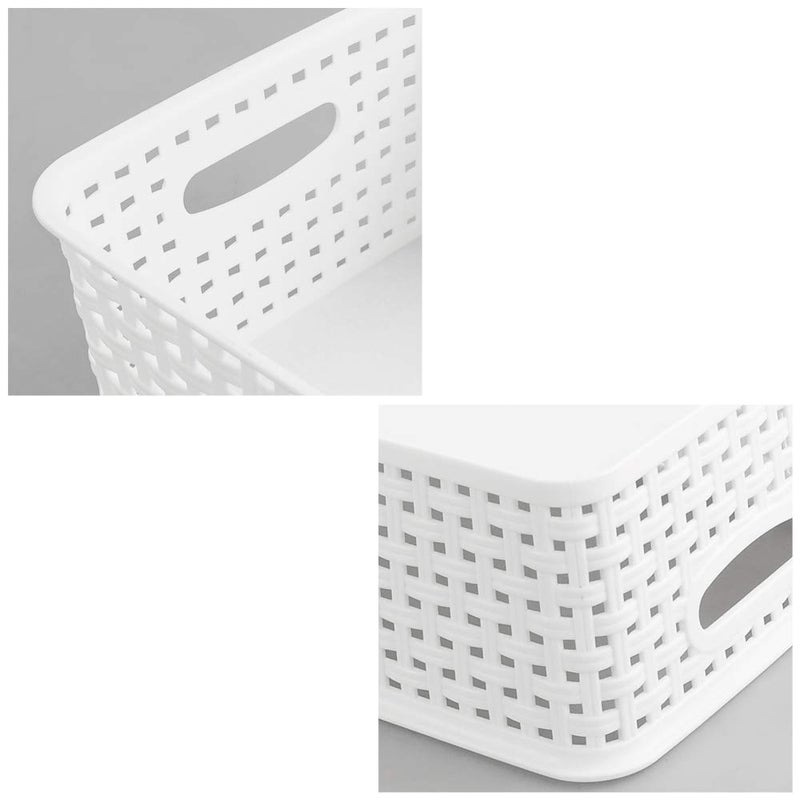 Nicesh 6-Pack White Plastic Small Storage Baskets  10"" X 7.7"" X 4"" - Image 3