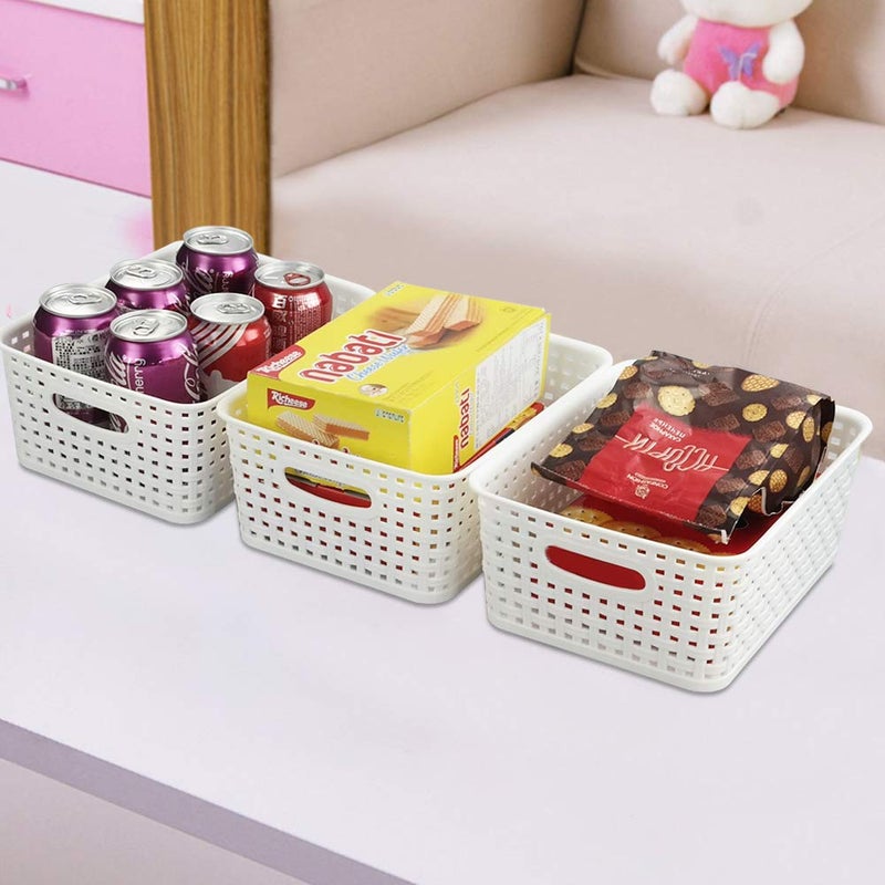 Nicesh 6-Pack White Plastic Small Storage Baskets  10"" X 7.7"" X 4"" - Image 5