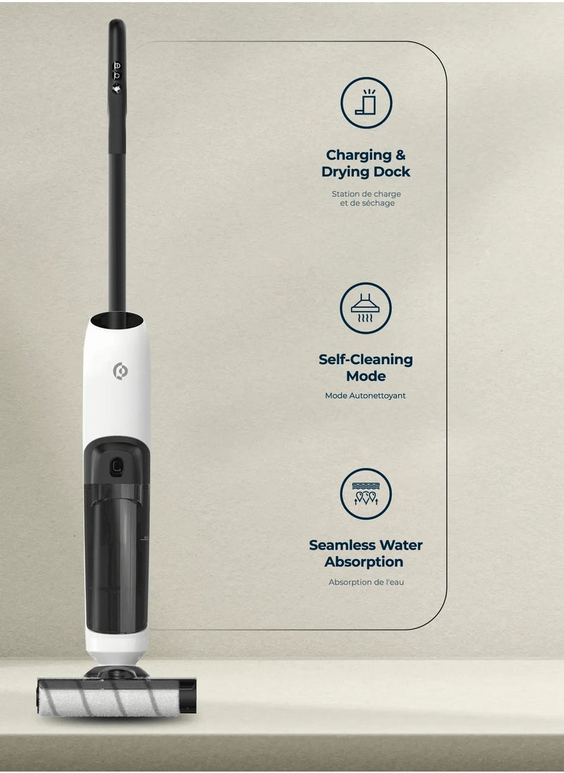Powerology Vacuum 4000mAh Multi Surface Self-Cleaning Vacuum, 0.72L Clean Water/Sewage Tank Capacity, 8000Pa Max Suction, 250W BLDC Motor, Seamless Water Absorption, Self-Cleaning Mode - White  - Image 4