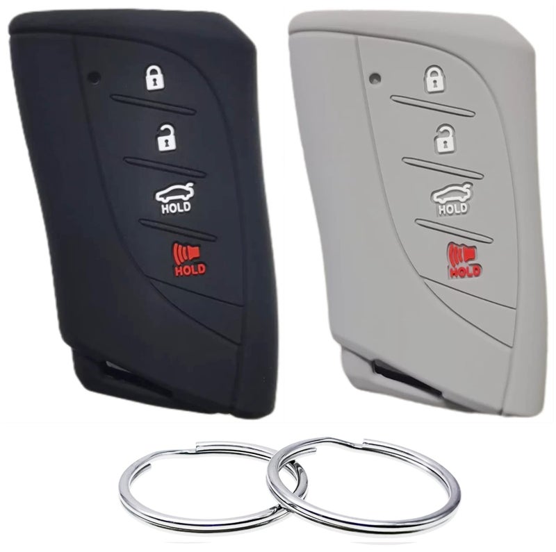 غطاء مفتاح سيليكون مطاطي REPROTECTING متوافق مع لكزس 4 أزرار ES300h ES350 LC500 LC500h LS500h NX350 NX250 NX350h GX460 LS500 RX350 أسود رمادي