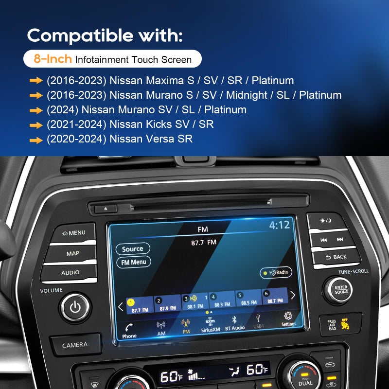 LFOTPP حماية شاشة زجاجية LFOTPP لنيسان ماكسيما (2016-2024) / مورانو S (2016-2024) / نيسان كيك SV SR (2021-2024) / نيسان فيرسا SR (2020-2025) 8 في حماية الشاشة لمكسيما مورانو كيك فيرسا - Image 3