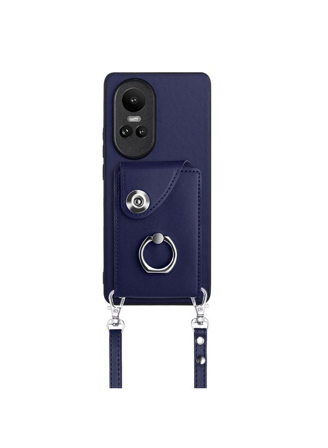 HuHa Case Cover For OPPO Reno10/Reno10 Pro 5G Global Organ Card Bag Ring Holder Phone Case with Long Lanyard(Blue)  - Image 2