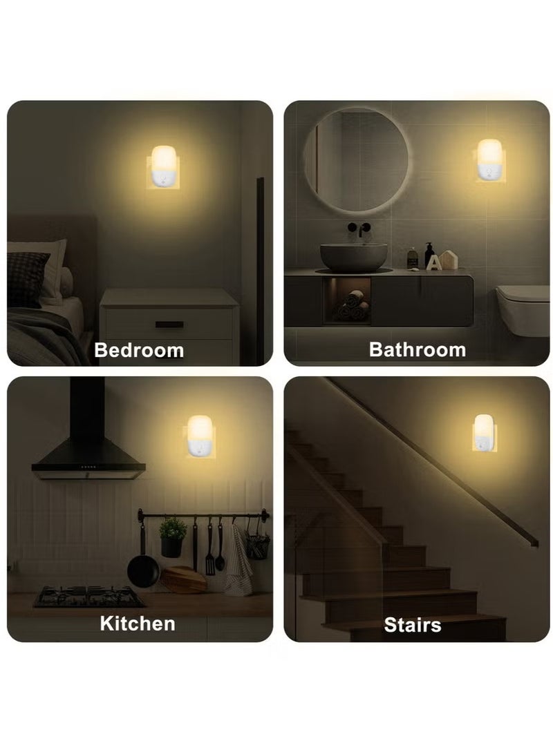 LED night light plug-in photo control induction energy-saving soft light eye protection belt switch folding plug is ultra-thin, night light is inserted into the wall, adjustable brightness wall light for children's bedroom, bathroom, corridor, kitchen, stairs (2 pieces) - Image 2