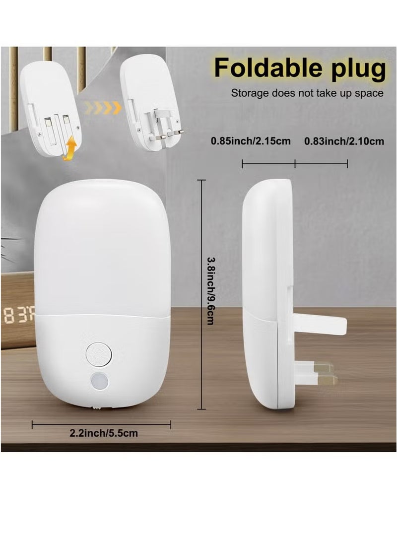 LED night light plug-in photo control induction energy-saving soft light eye protection belt switch folding plug is ultra-thin, night light is inserted into the wall, adjustable brightness wall light for children's bedroom, bathroom, corridor, kitchen, stairs (2 pieces) - Image 4