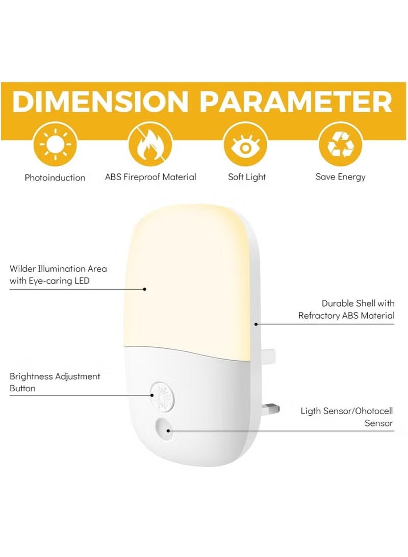 LED night light plug-in photo control induction energy-saving soft light eye protection belt switch folding plug is ultra-thin, night light is inserted into the wall, adjustable brightness wall light for children's bedroom, bathroom, corridor, kitchen, stairs (2 pieces) - Image 5