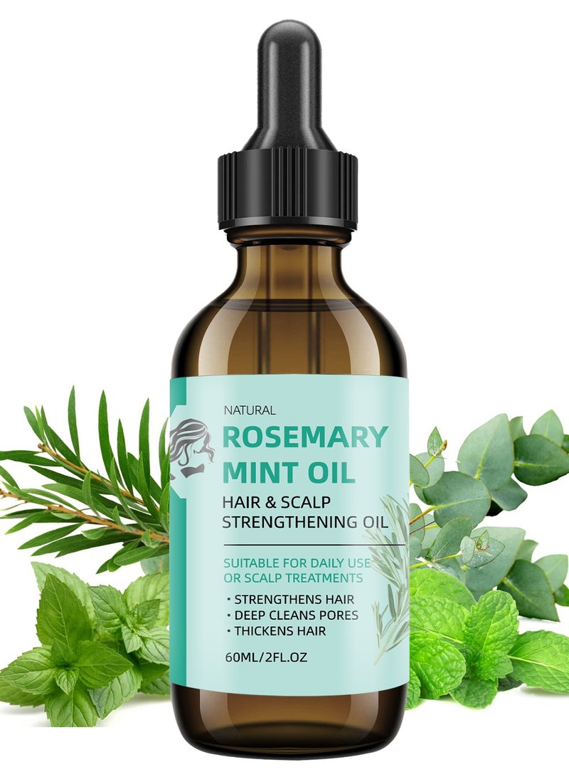jalan Rosemary & Mint Essential Oil (60ml) - Hair Growth Treatment for Thicker, Stronger Hair - Scalp Care to Reduce Dandruff & Hair Loss - Natural Plant Extract for Moisturized Skin & Scalp - Chemical-Free & Vegan - Image 1