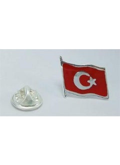 Ottoman Silver Turkish Flag Enameled Silver Badge