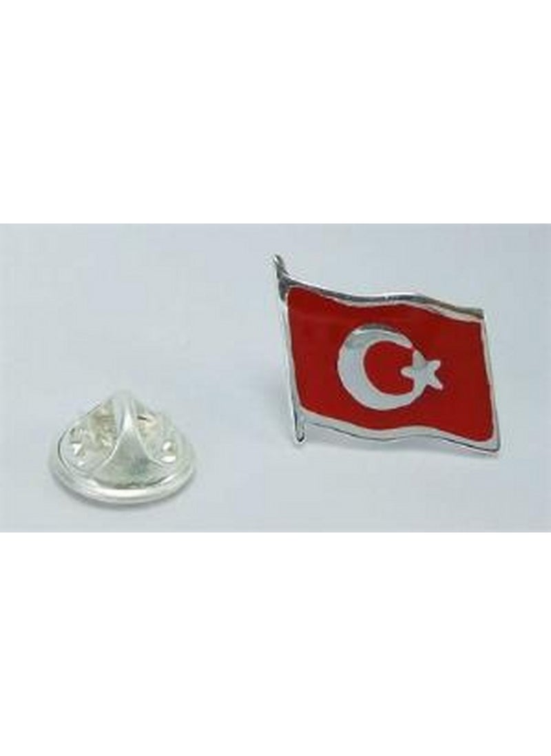 Osmanlı Gümüş - Ottoman Silver Turkish Flag Enameled Silver Badge - Image 1