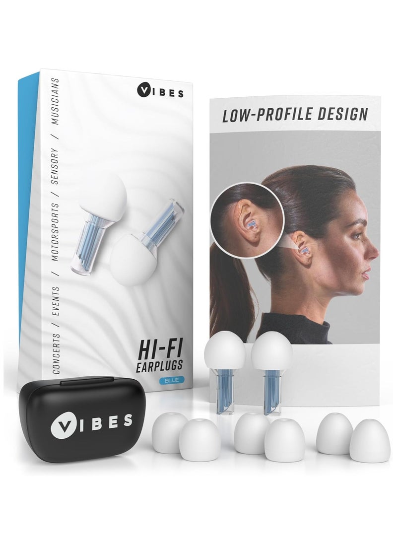 Vibes Vibes High Fidelity Ear Plugs - Invisible Earplugs for Music Concerts, Musicians, Motorcycles, Airplanes, Raves, and Work - Noise Reduction and Hearing Protection - Fits All Ears - Blue  - Image 1