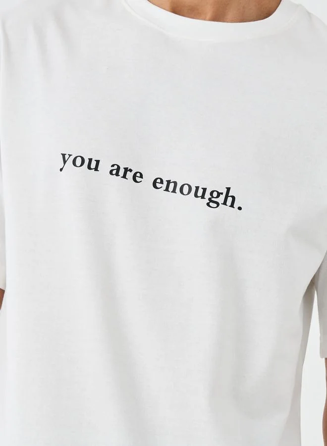 ستايلي Styli Slogan Back Printed Crew Neck Oversized T-Shirt